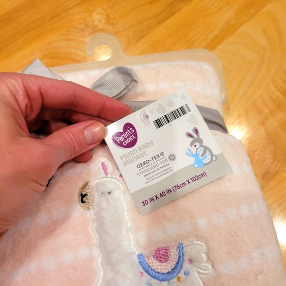 Parent's Choice Pink Plush Llama Baby Blanket New 30x40 - Picture 3 of 6